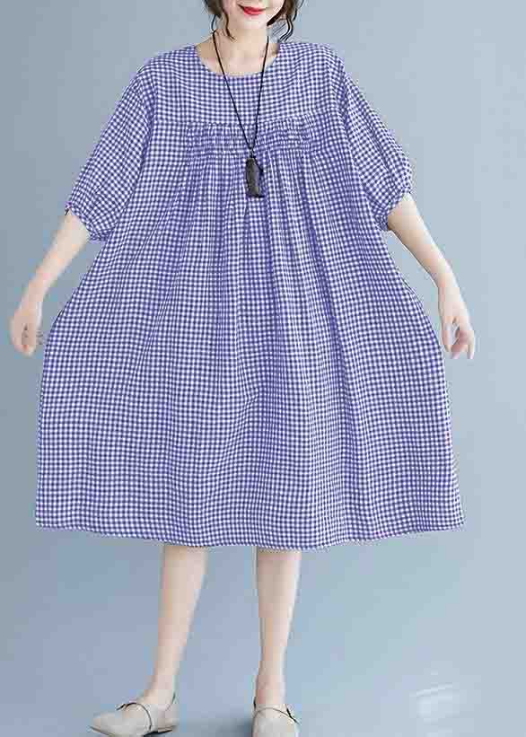 Black Checkered Lantern Sleeve Dress