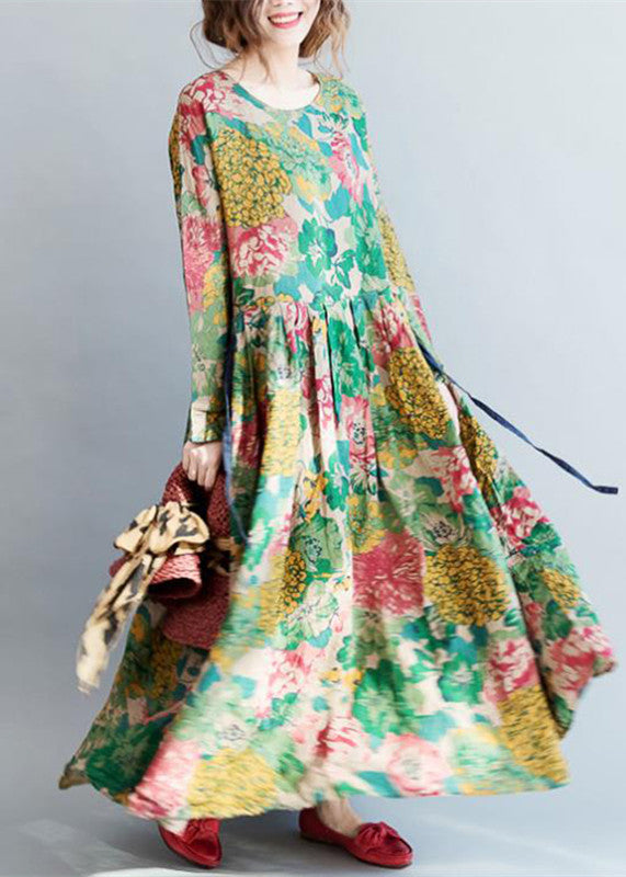 Floral Plus Size Linen Maxi Dress