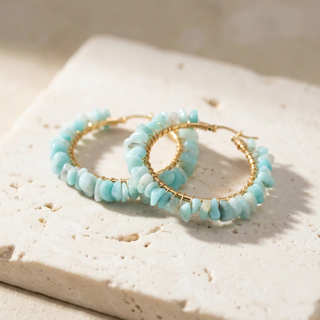 Juniper | Balancing Amazonite Hoop Earrings