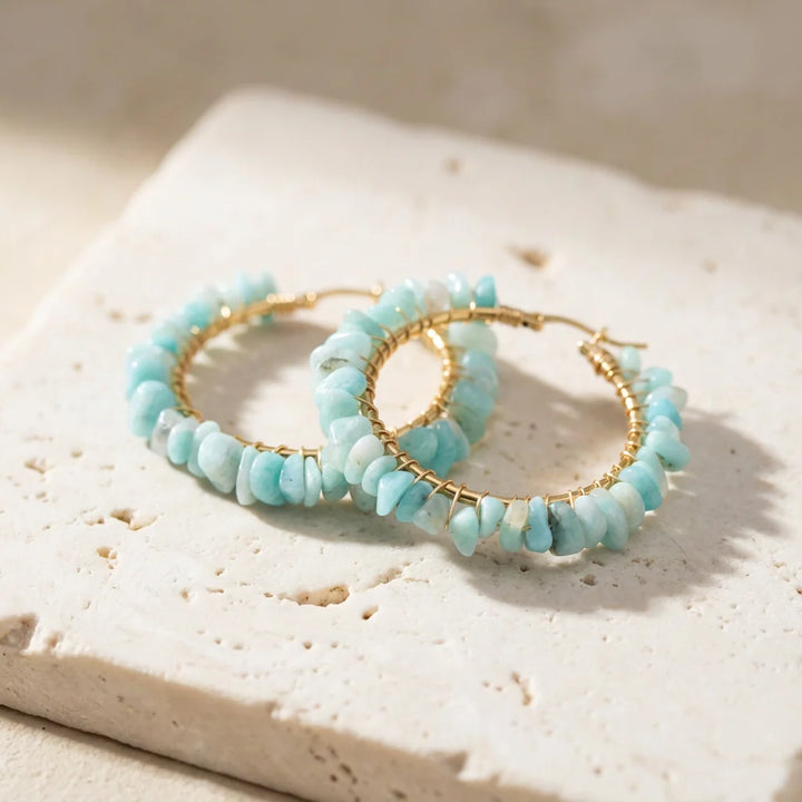 Juniper | Balancing Amazonite Hoop Earrings