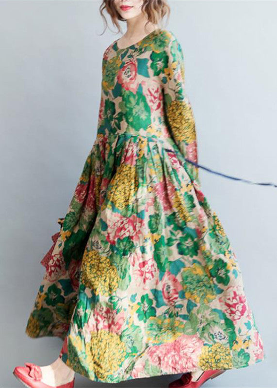 Floral Plus Size Linen Maxi Dress