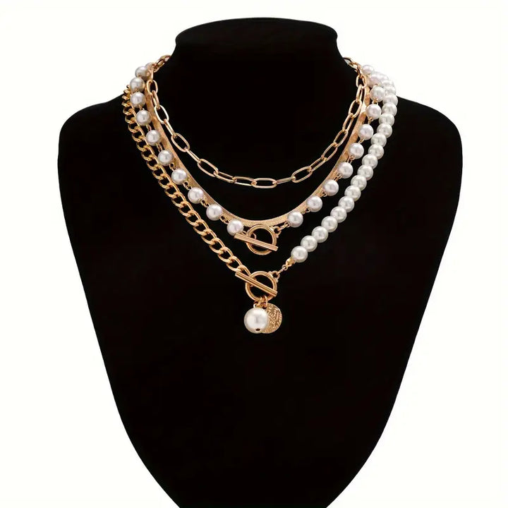 Lucinda | Modern Pearl Layering Necklace Set