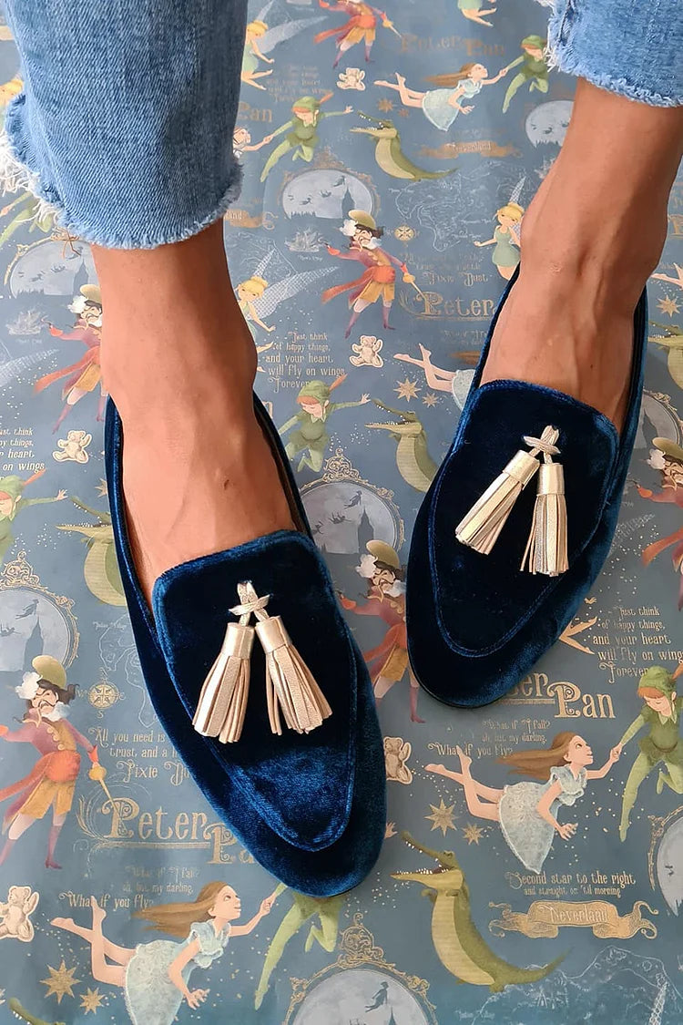 Midnight | Champagne Tassel Loafers