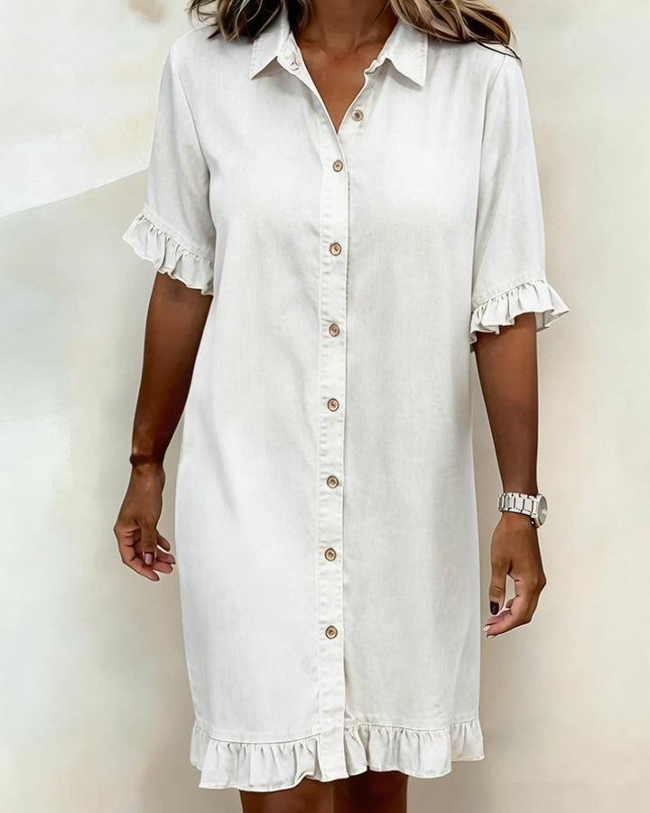 Ruched Flattering Denim Dress