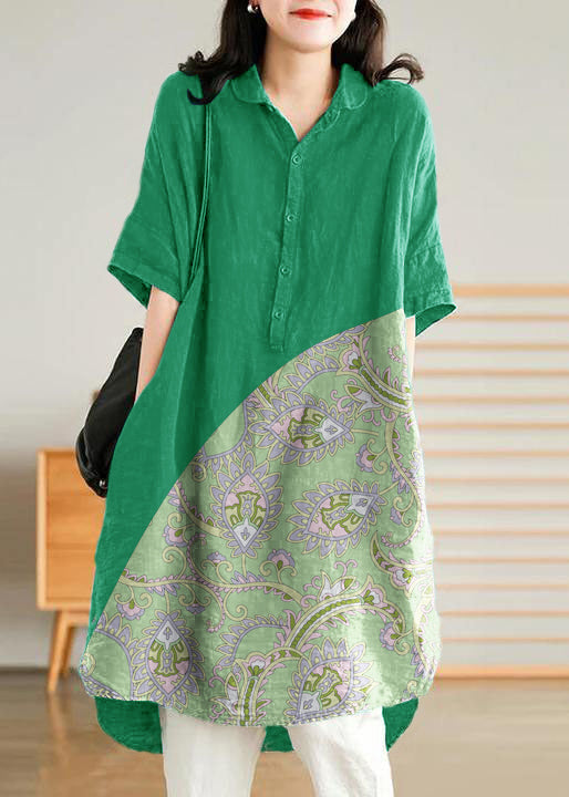 Jade Green Linen Shirt Dress