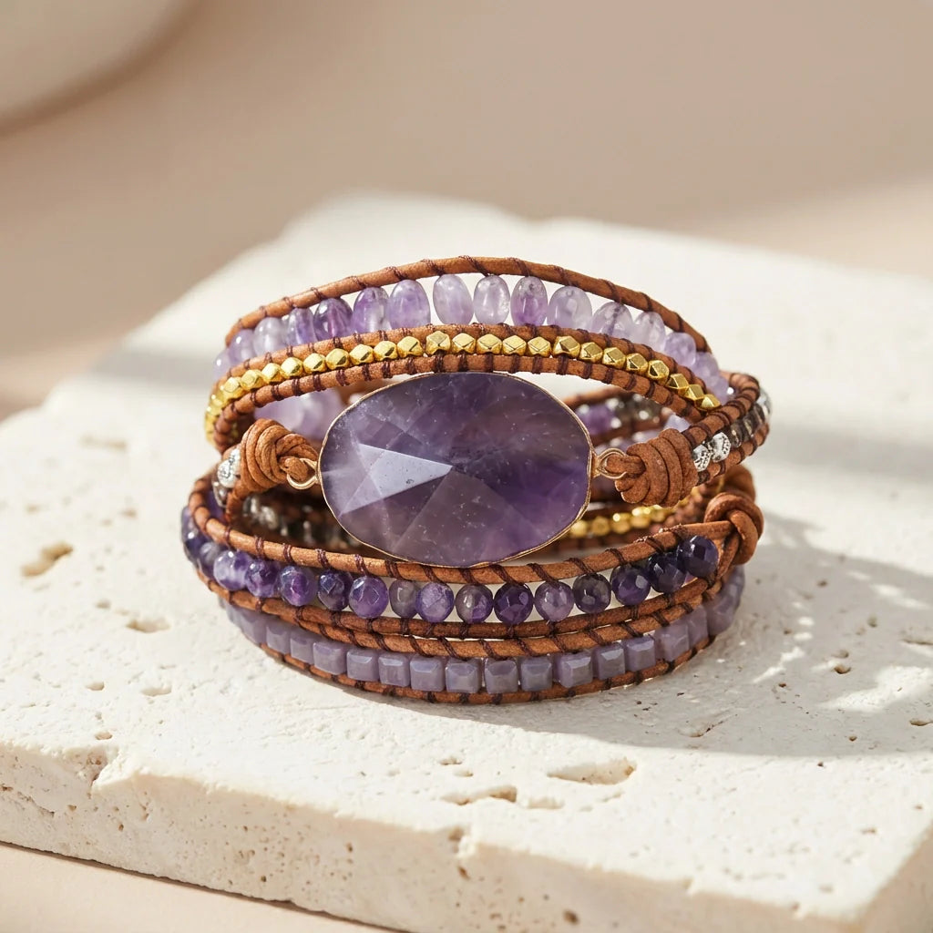 Poppy | Amethyst Elegance Wrap Bracelet