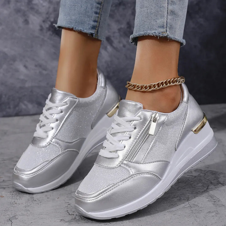 New Women's Lace-Up Orthopedic Sneakers with Side Zipper