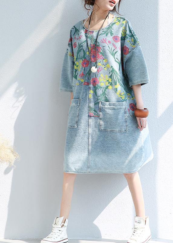 100% O-Pocket Cotton Quilted Dresses Runway Floral Dresses