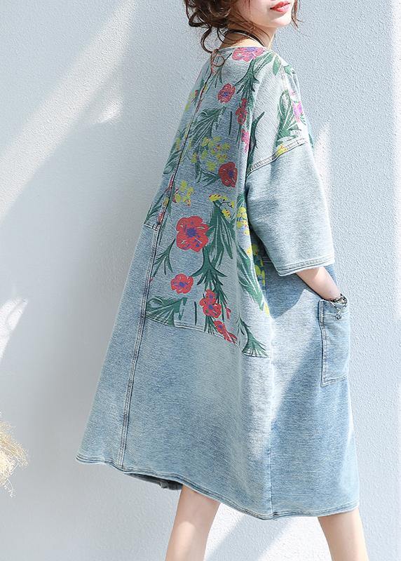 100% O-Pocket Cotton Quilted Dresses Runway Floral Dresses