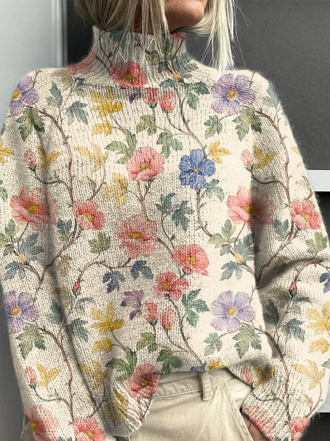 Astrid | Lovely Floral Turtleneck Sweater