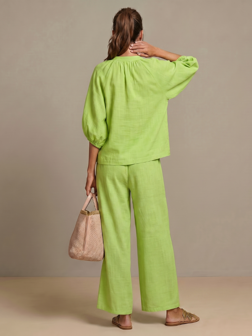 Natalia | Zip Blouson Wide Leg Pants Set