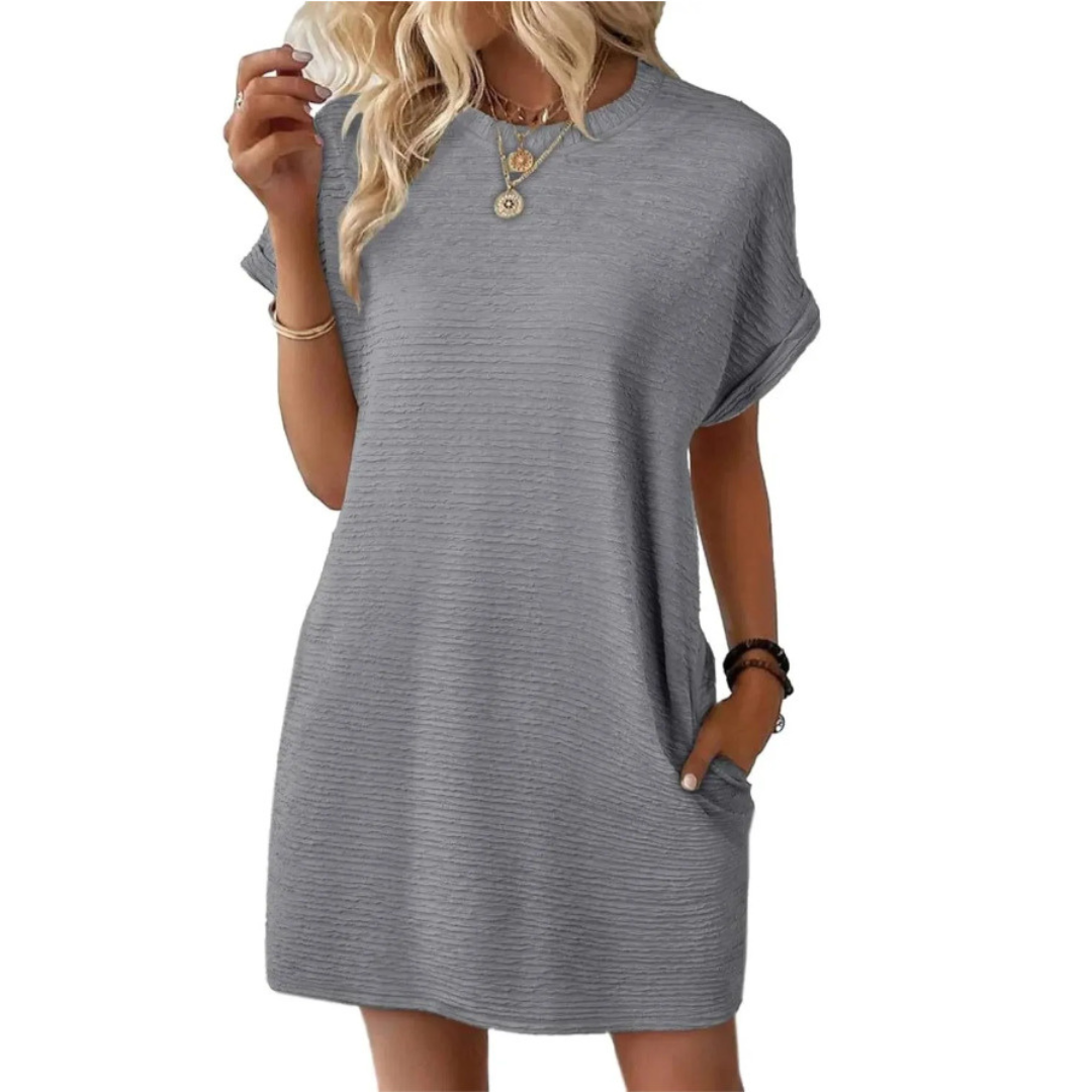 Ivay™ – Elegant Minimalist Summer Dress with Round Neckline
