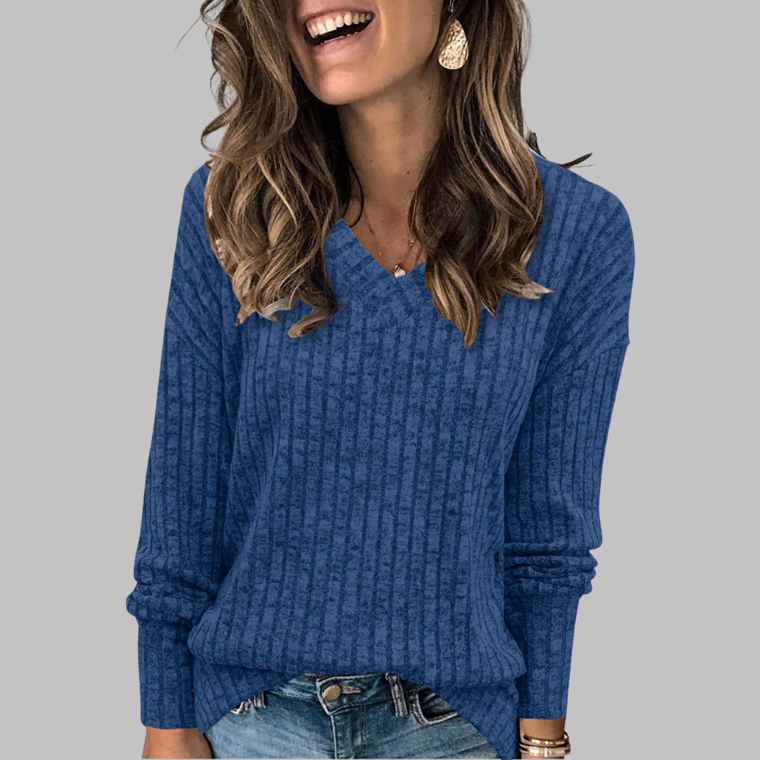 Sylvie | Relaxed V-Neck Long Sleeve Top