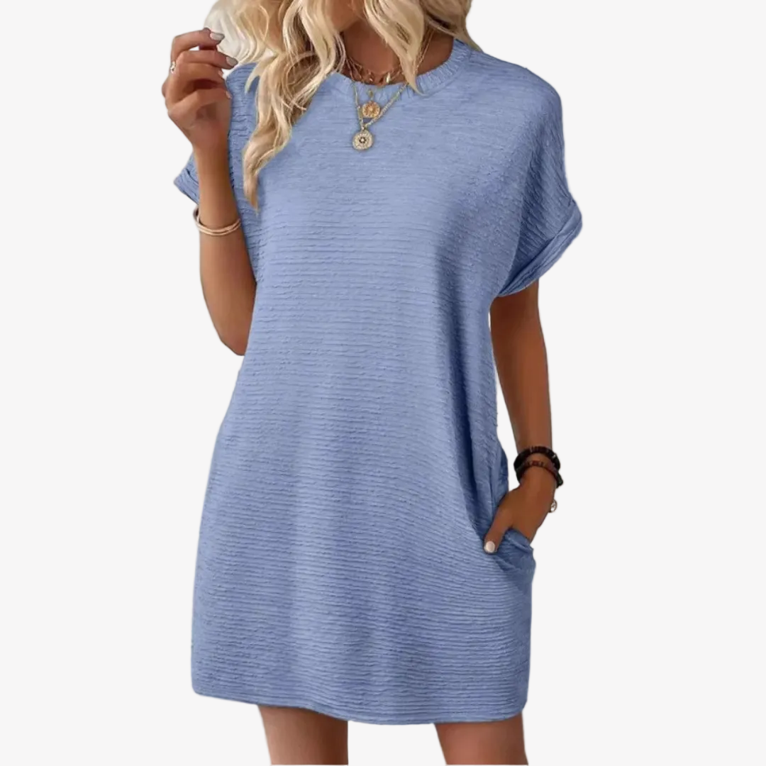 Ivay™ – Elegant Minimalist Summer Dress with Round Neckline