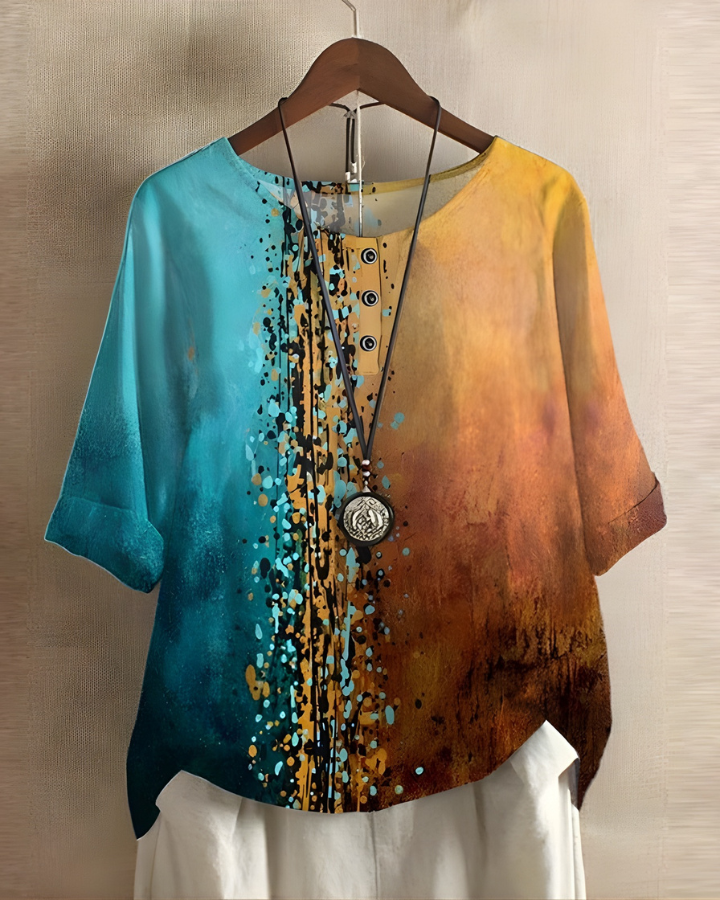Fiona Relaxed Summer Top with Vibrant Print