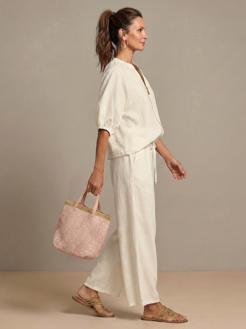 Natalia | Zip Blouson Wide Leg Pants Set