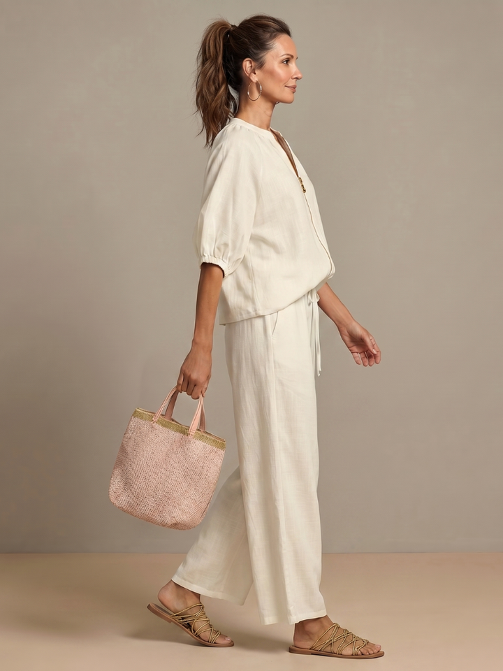 Natalia | Zip Blouson Wide Leg Pants Set