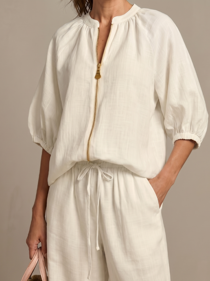 Natalia | Zip Blouson Wide Leg Pants Set