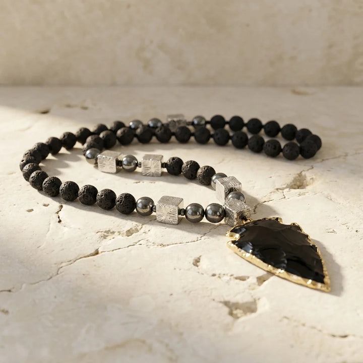 Olive | Black Obsidian Arrow Necklace