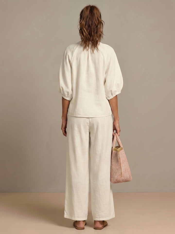 Natalia | Zip Blouson Wide Leg Pants Set
