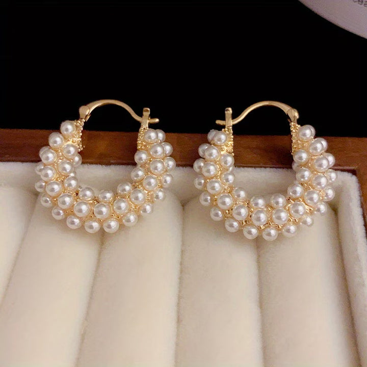 Perpetua | Layered Pearl Hoop Earrings