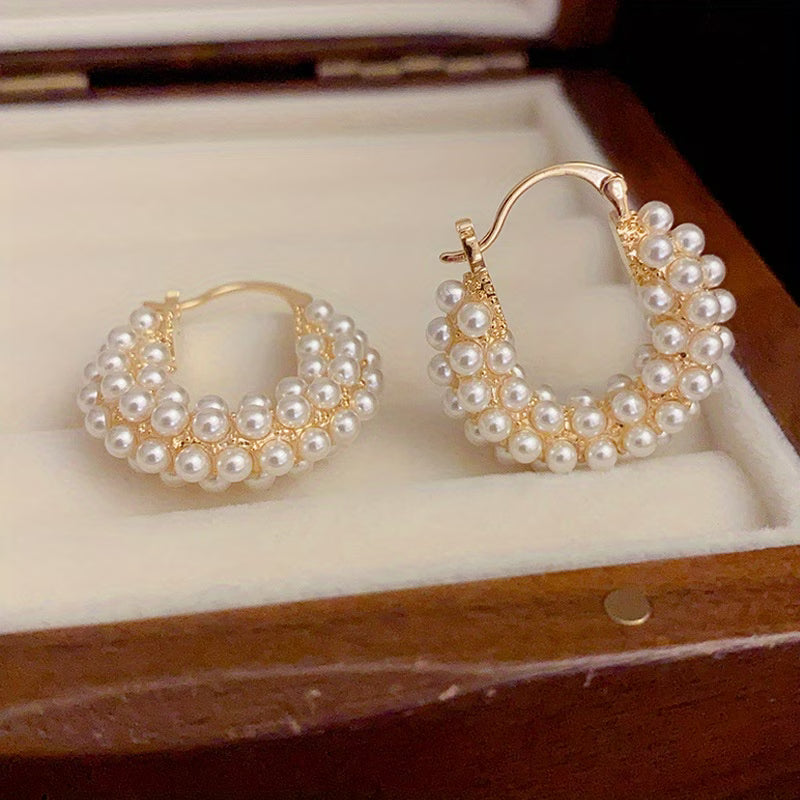 Perpetua | Layered Pearl Hoop Earrings