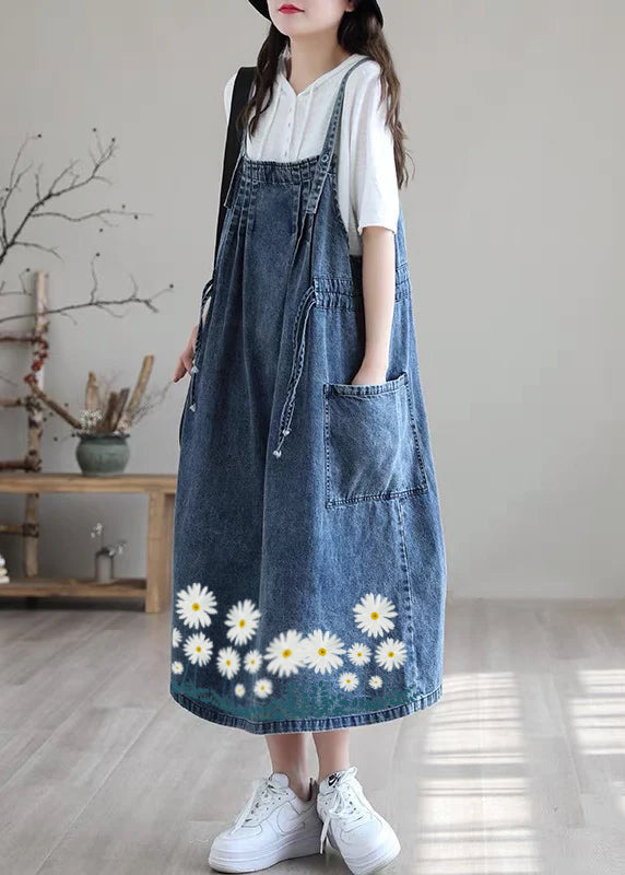 Blue Spaghetti Strap Denim Dress