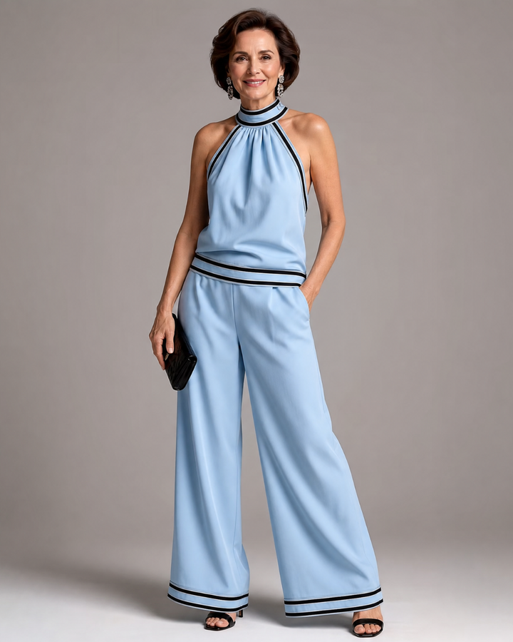 Zephyrine | Jumpsuit with Contrast Trim and Wide Leg