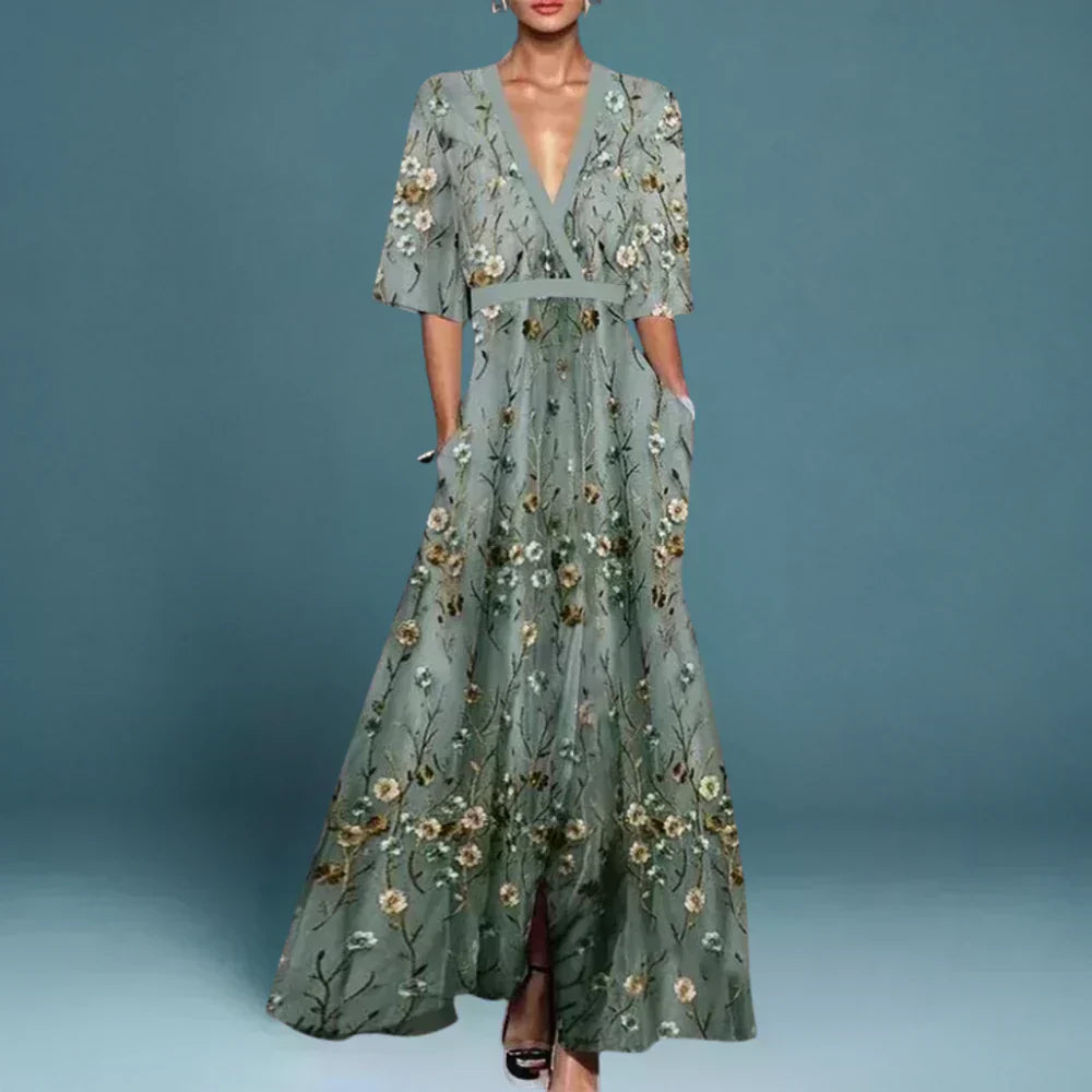 Hazel Floral Belted Maxi Dress