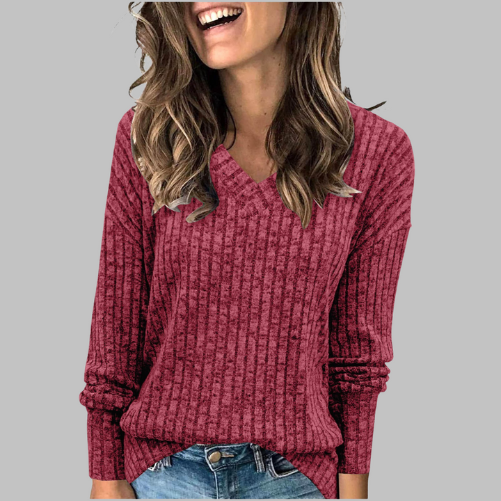 Sylvie | Relaxed V-Neck Long Sleeve Top