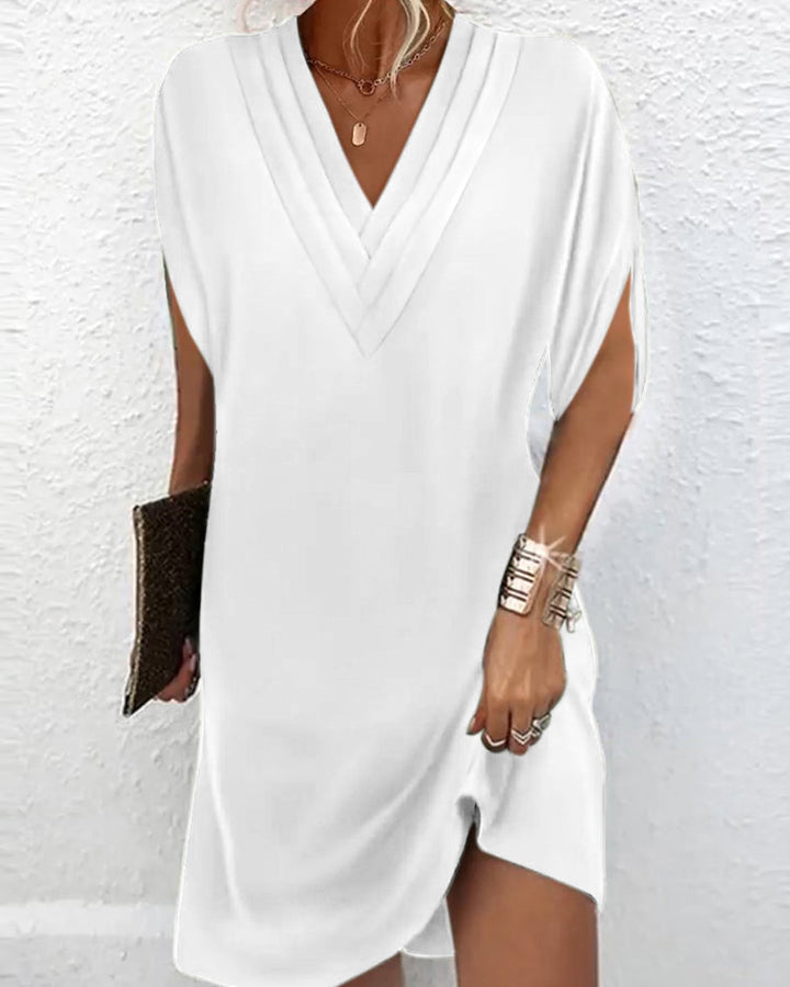 Crystal | Elegant Dress with Solid Split Sleeves