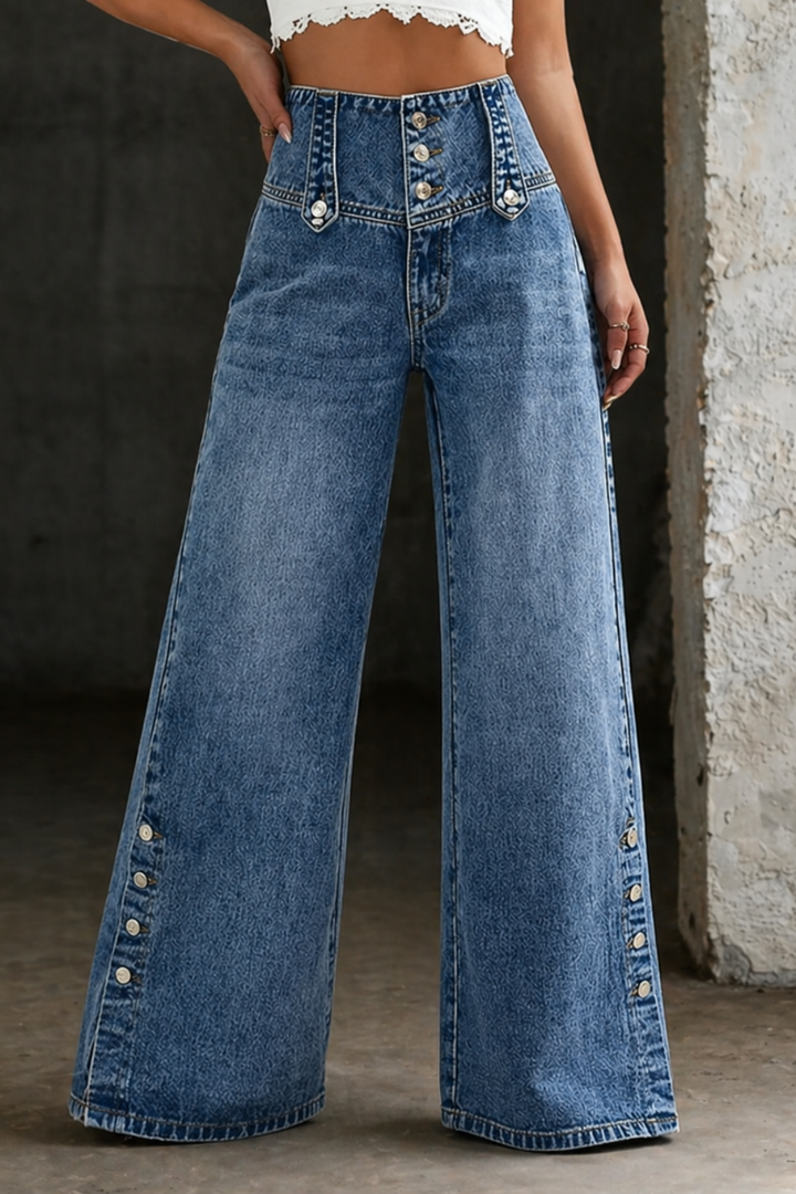 Mia | High-Waisted Slit Denim Jeans