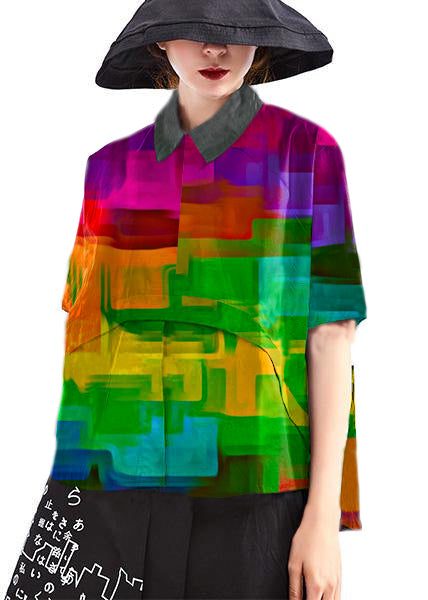 Stylish Short Sleeve Cotton Shirts with Black Dots