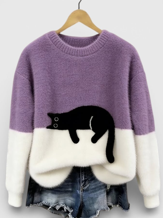 Luna Cat Print Sweater