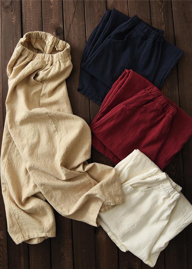 2021 Ramie-Wildhosen-Yogahose für Damen aus Baumwolle und Leinen im chinesischen Stil