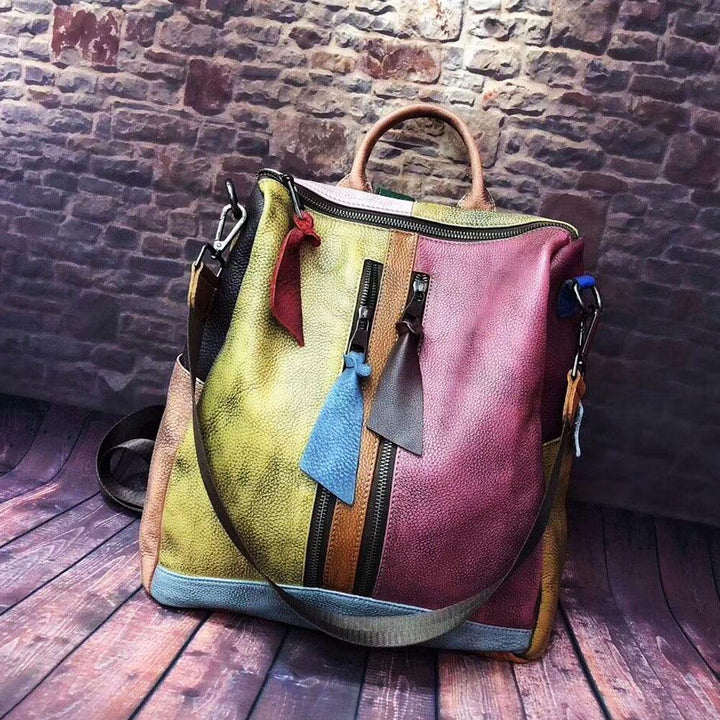 2021 Mode Retro Handtasche Rucksack Echtes Leder Weibliche Tasche