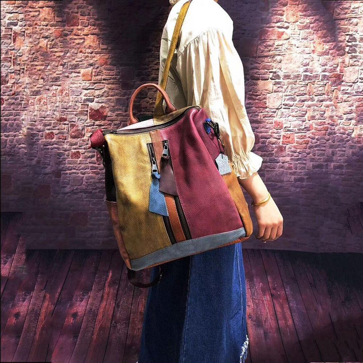 2021 Mode Retro Handtasche Rucksack Echtes Leder Weibliche Tasche