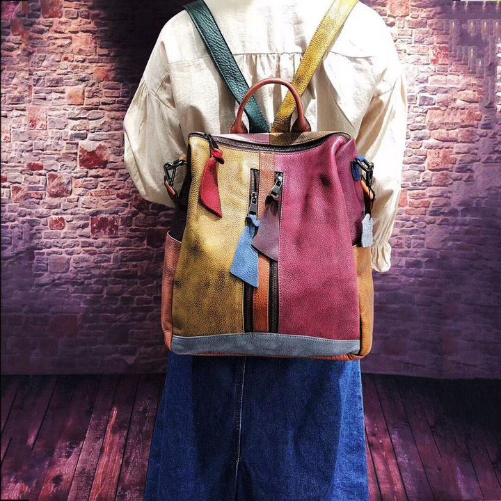 2021 Mode Retro Handtasche Rucksack Echtes Leder Weibliche Tasche