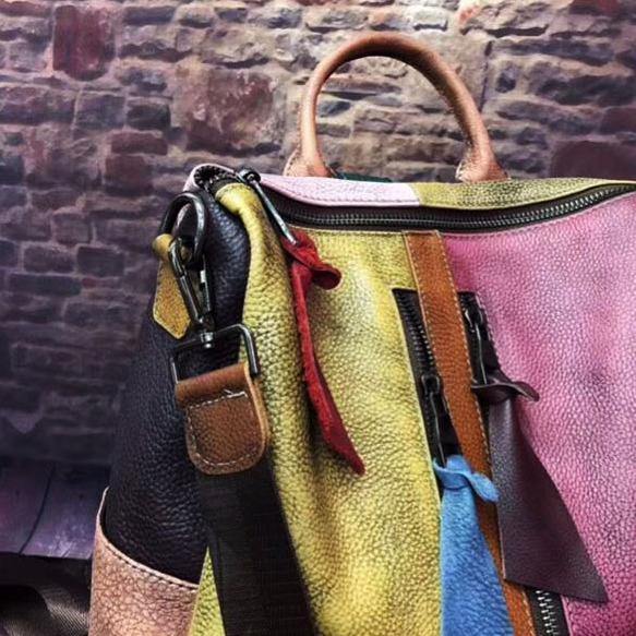 2021 Mode Retro Handtasche Rucksack Echtes Leder Weibliche Tasche