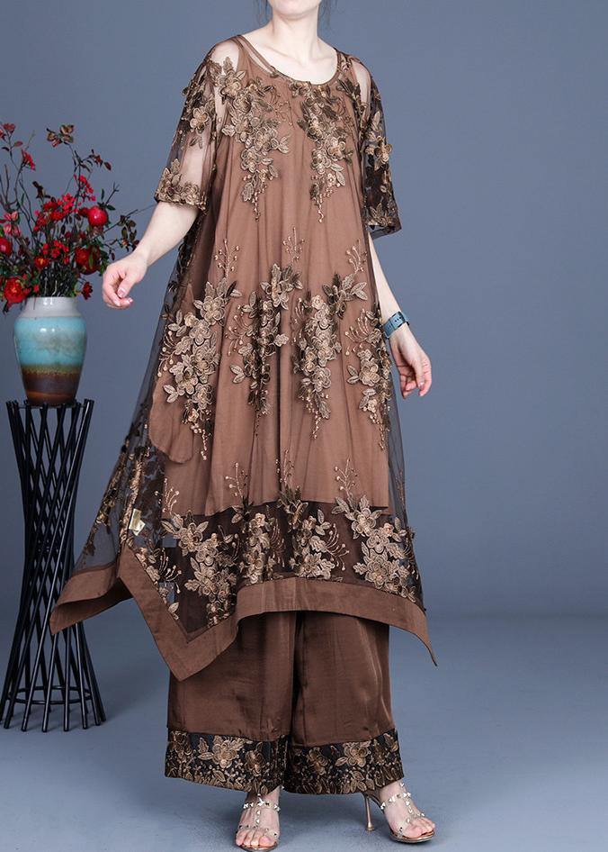 2021 Summer Irregular Dress Suspender Skirt Three-Piece Set with Wide Leg