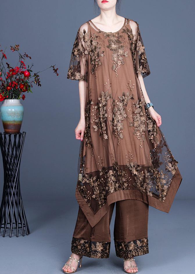 2021 Summer Irregular Dress Suspender Skirt Three-Piece Set with Wide Leg