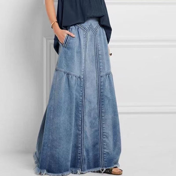 Distressed Loose Denim Pocket Skirt