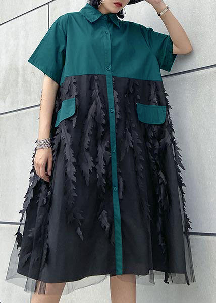 Black Reversed Tulle Cotton Dress