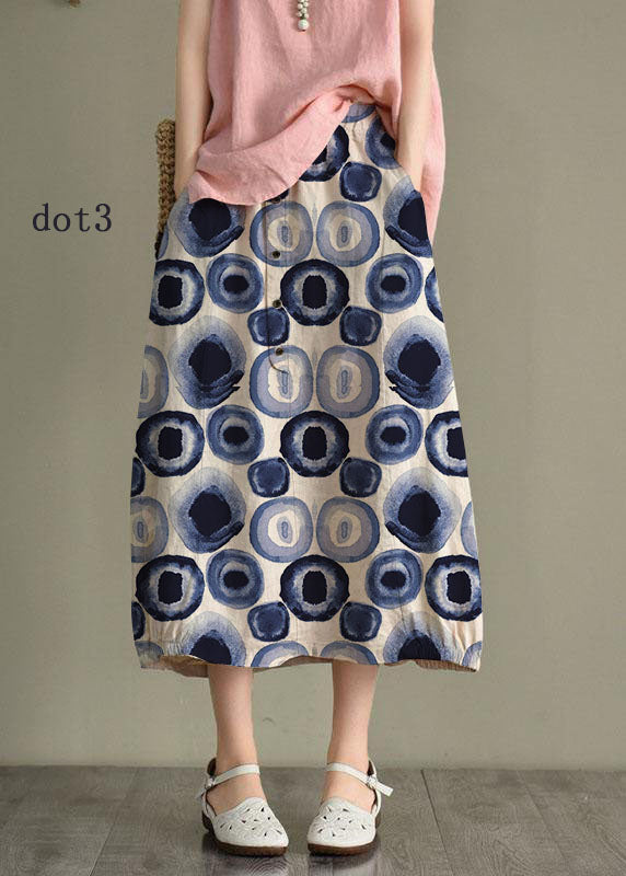 Khaki Linen Elastic Waist Skirt