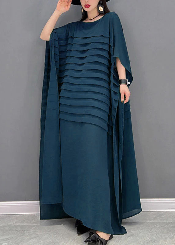 Green Striped Batwing Chiffon Dress