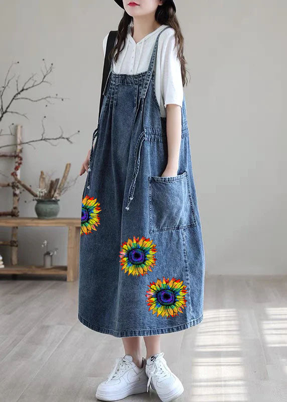 Blue Spaghetti Strap Denim Dress