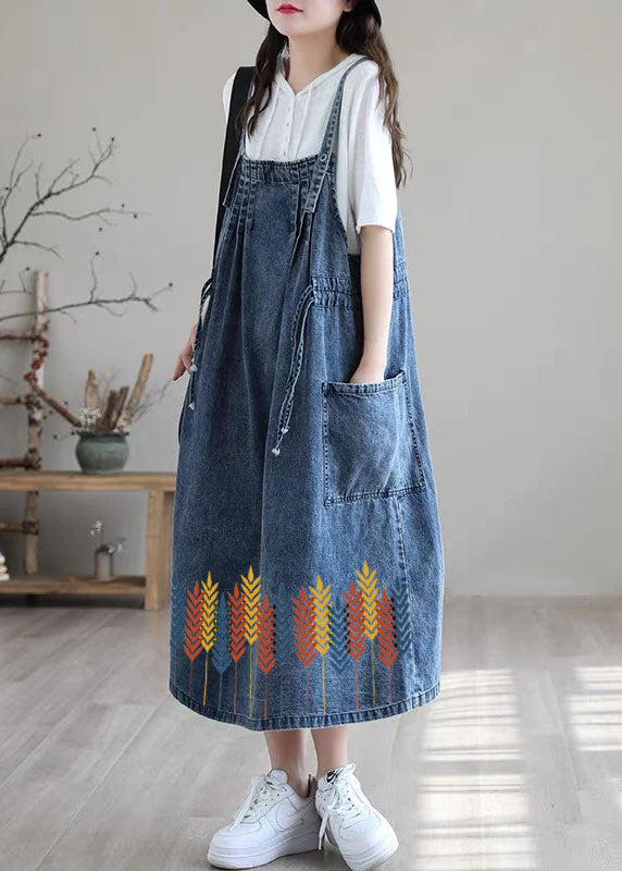 Blue Spaghetti Strap Denim Dress