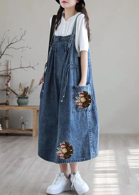 Blue Spaghetti Strap Denim Dress