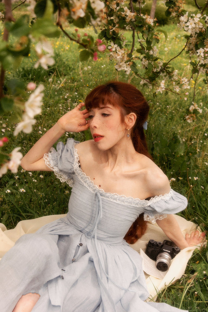 Monet Haze 26 | Fairy layered Linen Dress with pintucks