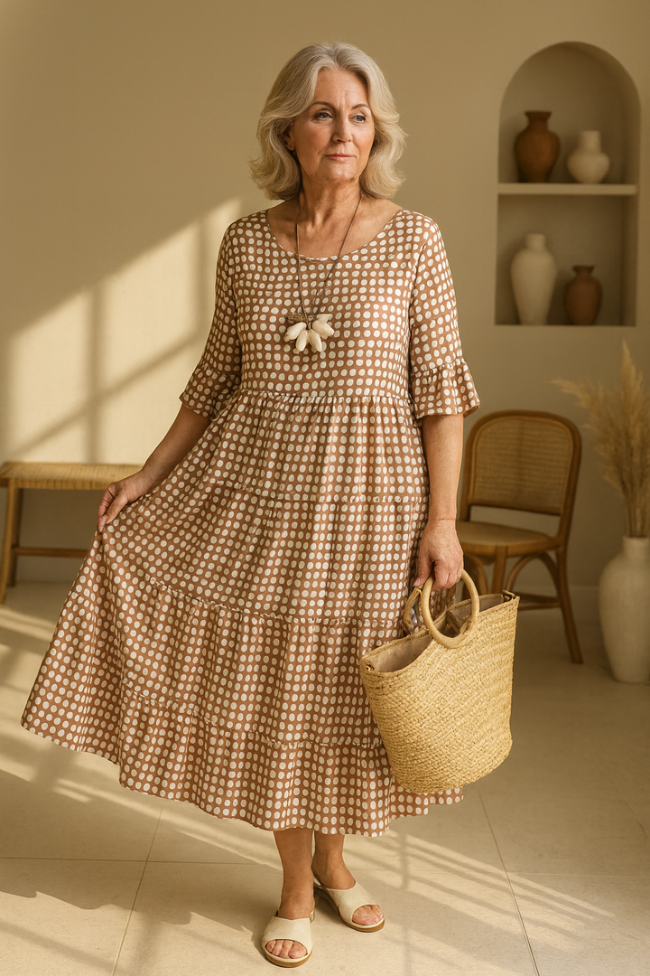 Iris Sand Colour Midi Dress